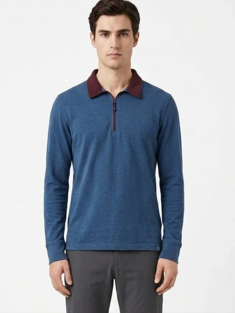 The North Face Blue Long Sleeves Shirt Polo Cotton Pullover Outdoor Gorpcore